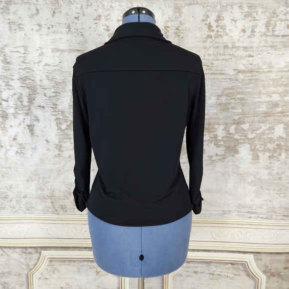 Vintage 1990s Blouse Shirt Top Stretchy 90s Y2K Basic Neutral XS Goth Grunge - Picture 5 of 7